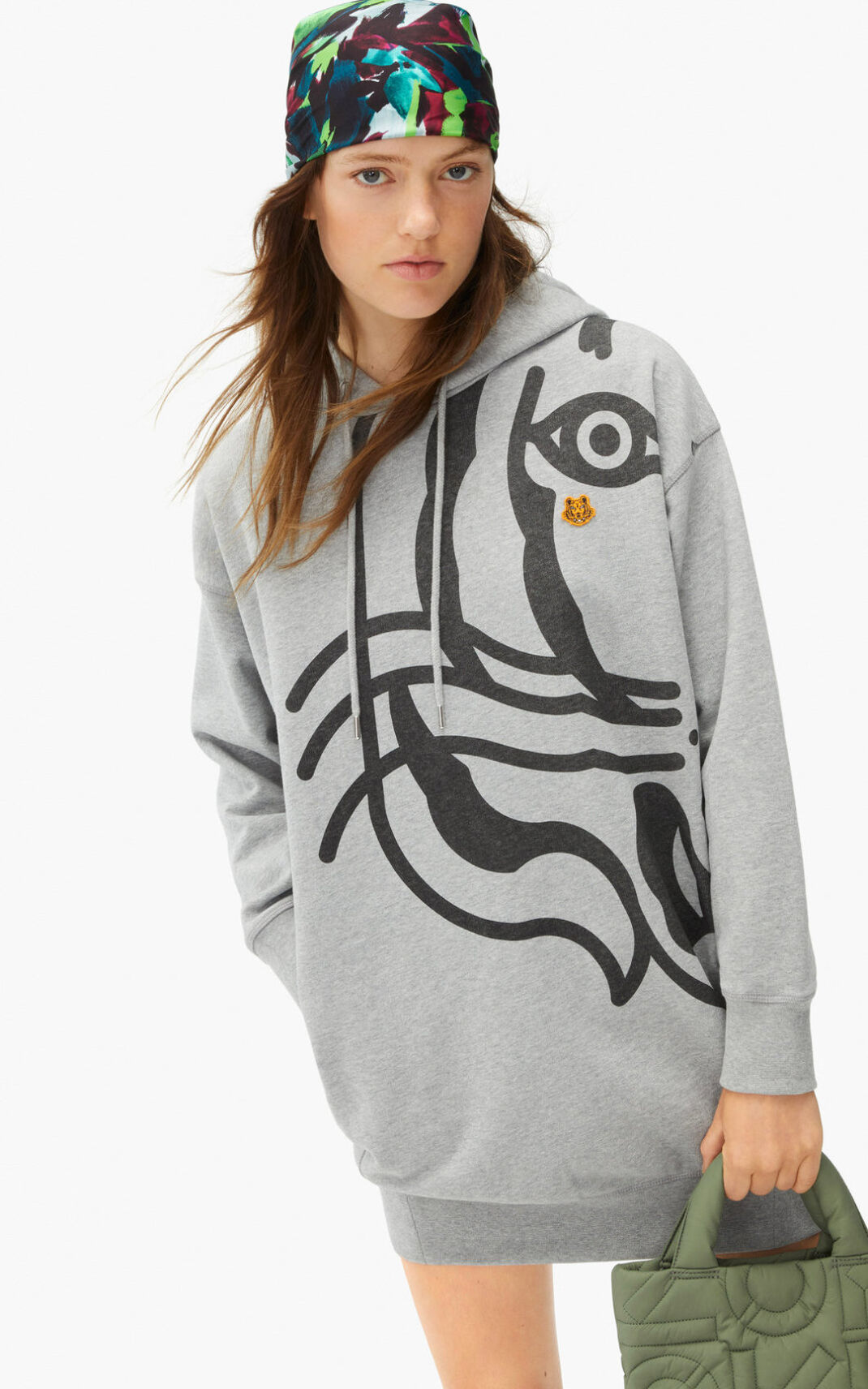 Kenzo K Tiger hooded sweater Vestidos Mujer Gris | 6391045-OQ